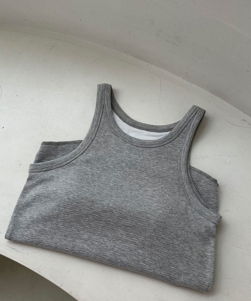 Doux archives（ドゥアルシーヴ）の「カップ付きアメスリタンク（タンクトップ・レディース・グレー/ホワイト/モカ・MEDIUM）」の6枚目の写真