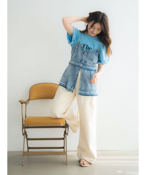 Ungrid(アングリッド)の「ヴィンテージウォッシュロゴビッグTee(Tシャツ/カットソー・レディース・アイボリー/オレンジ/ネイビー/グリーン/ブルー・FREE)」の8枚目の写真