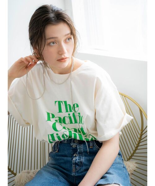 Ungrid(アングリッド)の「ヴィンテージウォッシュロゴビッグTee(Tシャツ/カットソー・レディース・アイボリー/オレンジ/ネイビー/グリーン/ブルー・FREE)」の19枚目の写真