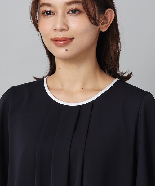 【セール】【通勤、オフィス／インナー付】配色パイピングブラウス（シャツ/ブラウス）｜UNTITLED（アンタイトル）