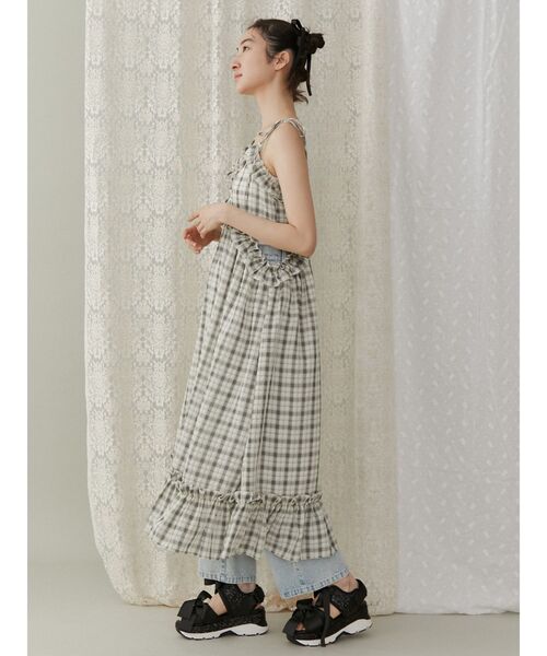merry jenny（メリージェニー）の「チェックリボンキャミワンピース（ワンピース・レディース・ブラック/ベージュ/ピンク・FREE）」の6枚目の写真