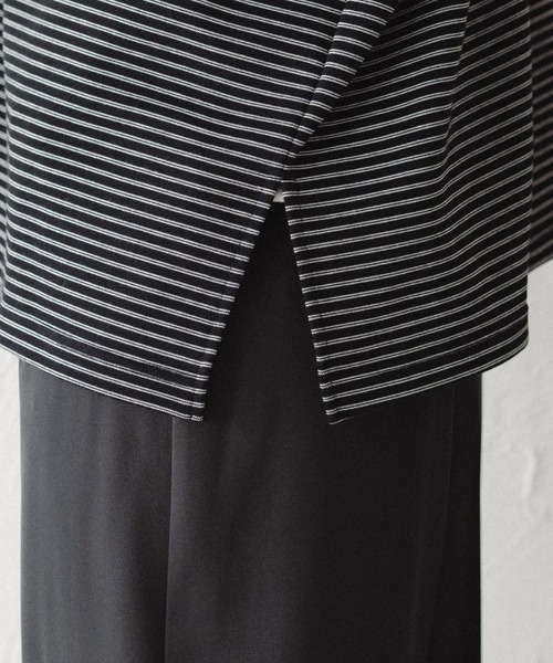 epnok（エプノック）の「ボーダーラガーシャツ（スウェット・メンズ・ブラック/オフホワイト・SMALL/MEDIUM/LARGE）」の5枚目の写真