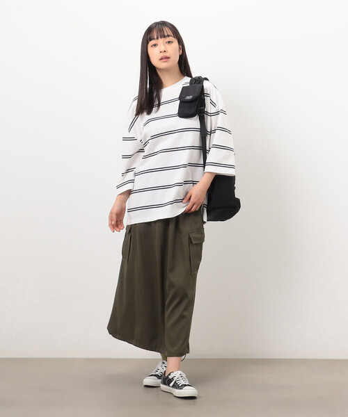 Purple&Yellow（パープルアンドイエロー）の「プリントボーダー ５分袖Ｔシャツ（Tシャツ/カットソー・メンズ・パープル/ホワイト/ブラック・SMALL/MEDIUM/LARGE）」の7枚目の写真