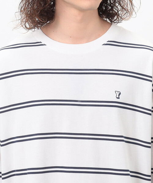 Purple&Yellow（パープルアンドイエロー）の「プリントボーダー ５分袖Ｔシャツ（Tシャツ/カットソー・メンズ・パープル/ホワイト/ブラック・SMALL/MEDIUM/LARGE）」の15枚目の写真