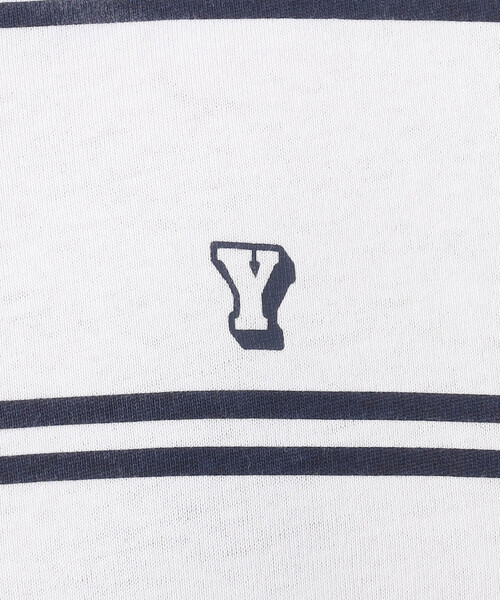 Purple&Yellow（パープルアンドイエロー）の「プリントボーダー ５分袖Ｔシャツ（Tシャツ/カットソー・メンズ・パープル/ホワイト/ブラック・SMALL/MEDIUM/LARGE）」の9枚目の写真