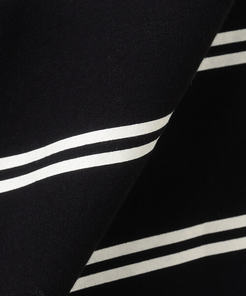 Purple&Yellow（パープルアンドイエロー）の「プリントボーダー ５分袖Ｔシャツ（Tシャツ/カットソー・メンズ・パープル/ホワイト/ブラック・SMALL/MEDIUM/LARGE）」の11枚目の写真