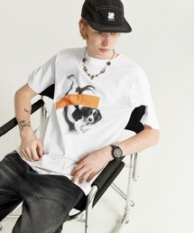 オーバーサイズ キャット/ドッグプリントTシャツ