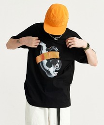 オーバーサイズ キャット/ドッグプリントTシャツ