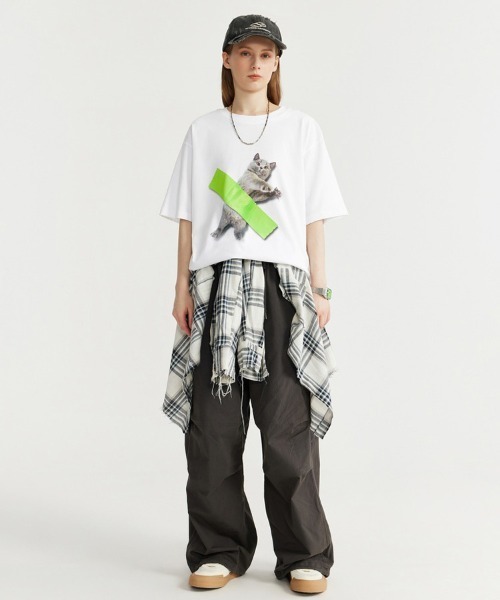 Ressaca（レサーカ）の「オーバーサイズ キャット/ドッグプリントTシャツ（Tシャツ/カットソー・メンズ・ホワイト系1/ブラック系1/ホワイト/ブラック・XXL/XL/L/M）」の7枚目の写真