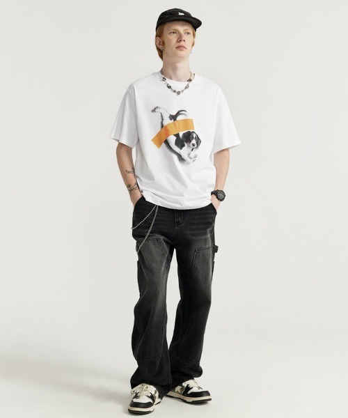 Ressaca（レサーカ）の「オーバーサイズ キャット/ドッグプリントTシャツ（Tシャツ/カットソー・メンズ・ホワイト系1/ブラック系1/ホワイト/ブラック・XXL/XL/L/M）」の9枚目の写真