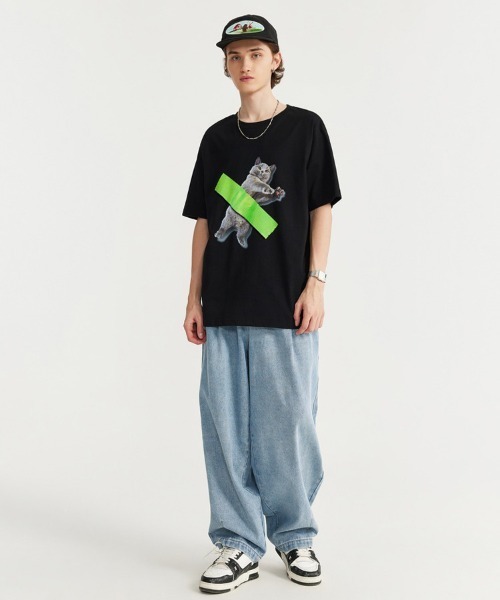 Ressaca（レサーカ）の「オーバーサイズ キャット/ドッグプリントTシャツ（Tシャツ/カットソー・メンズ・ホワイト系1/ブラック系1/ホワイト/ブラック・XXL/XL/L/M）」の11枚目の写真