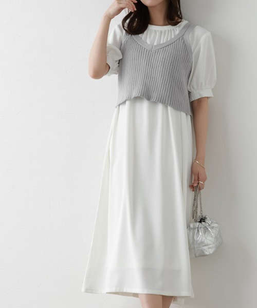 Pierrot（ピエロ）の「ニットビスチェセットワンピース（ワンピース・レディース・グレー/ブラック・PM/M/L）」の13枚目の写真