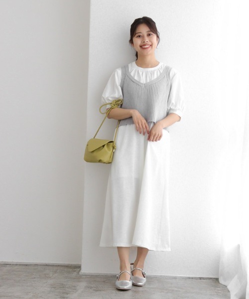 Pierrot（ピエロ）の「ニットビスチェセットワンピース（ワンピース・レディース・グレー/ブラック・PM/M/L）」の16枚目の写真
