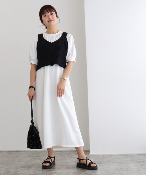 Pierrot（ピエロ）の「ニットビスチェセットワンピース（ワンピース・レディース・グレー/ブラック・PM/M/L）」の6枚目の写真