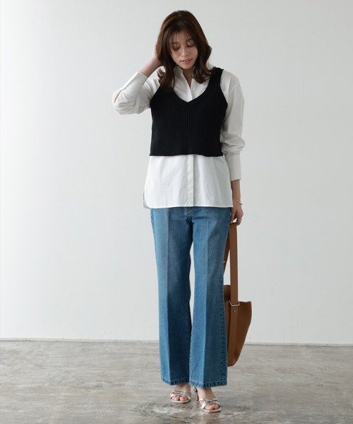 Pierrot（ピエロ）の「ニットビスチェセットワンピース（ワンピース・レディース・グレー/ブラック・PM/M/L）」の11枚目の写真
