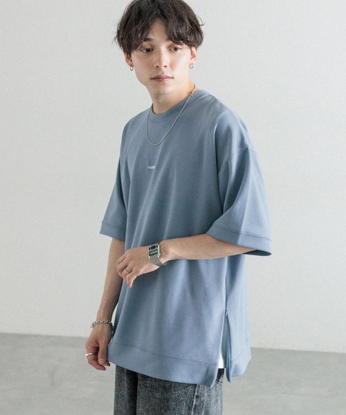 RAGEBLUE（レイジブルー）の「SIDE SLIT PUNCH T-SHIRTS/サイドスリット/ワンポイント刺繍/ポンチ/オーバーサイズTシャツ（Tシャツ/カットソー・メンズ・ホワイト/グリーン/ブラック/ブルー・SMALL/MEDIUM/LARGE）」の4枚目の写真