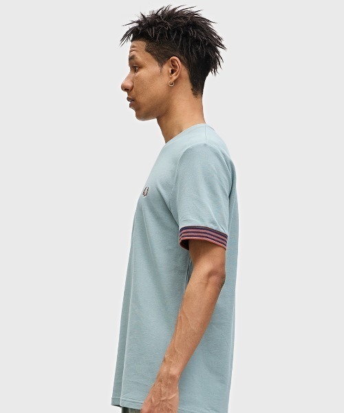 【FRED PERRY】 フレッドペリー ★ STRIPED CUFF T-SHIRT FRED PERRY フレッドペリー Tシャツ 半袖 メンズ ストライプド