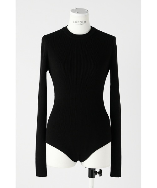 ENFOLD(エンフォルド)の「リブクルーボディースーツ(ニット/セーター・レディース・ダークネイビー/ブラック・38)」の2枚目の写真