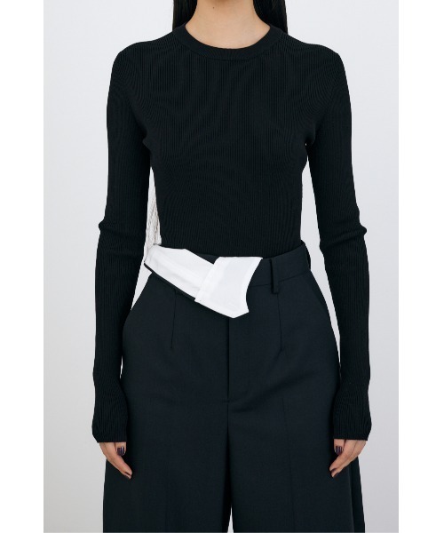 ENFOLD(エンフォルド)の「リブクルーボディースーツ(ニット/セーター・レディース・ダークネイビー/ブラック・38)」の4枚目の写真