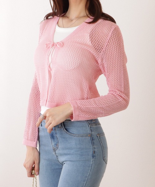 Lace Ladies(レースレディース)の「透かし編み コンパクト ニット 長袖 カーディガン(カーディガン/ボレロ・レディース・ミント/ホワイト/ピンク/ブラック・FREE)」の18枚目の写真