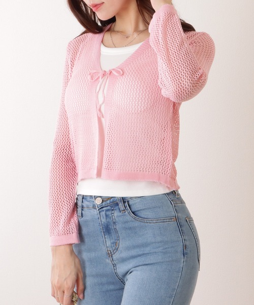 Lace Ladies(レースレディース)の「透かし編み コンパクト ニット 長袖 カーディガン(カーディガン/ボレロ・レディース・ミント/ホワイト/ピンク/ブラック・FREE)」の20枚目の写真