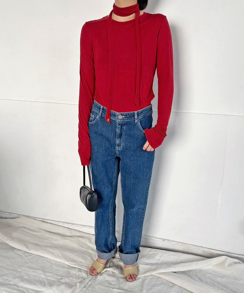 EDIT. FOR LULU(エディットフォールル)の「【VERSO/ヴェルソ】Skirf Long Sleeve Jersey Top(Tシャツ/カットソー・レディース・ブラック/レッド/ホワイト・FREE)」の4枚目の写真