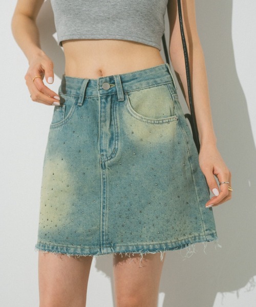 VANNIE U(ヴァニーユー)の「ストーンデニムミニスカート(デニムスカート・レディース・ブルー・FREE)」の8枚目の写真