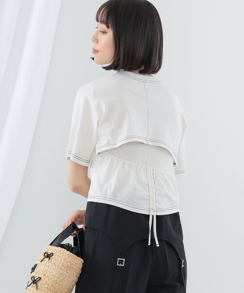 Ray BEAMS（レイビームス）の「Ray BEAMS / バック オープン ステッチ Tシャツ（Tシャツ/カットソー・レディース・ブラック/オフホワイト・ONE SIZE）」の7枚目の写真