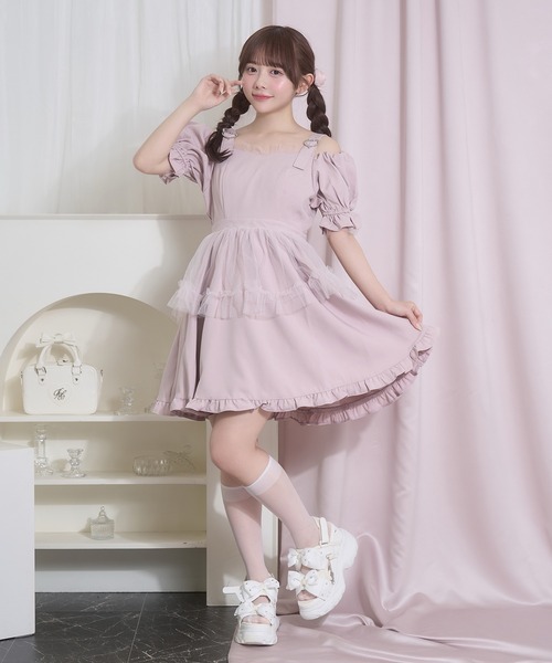 Honey Cinnamon(ハニーシナモン)の「肩ベルトワンピース(ワンピース・レディース・ブラック/ピンク・FREE)」の8枚目の写真