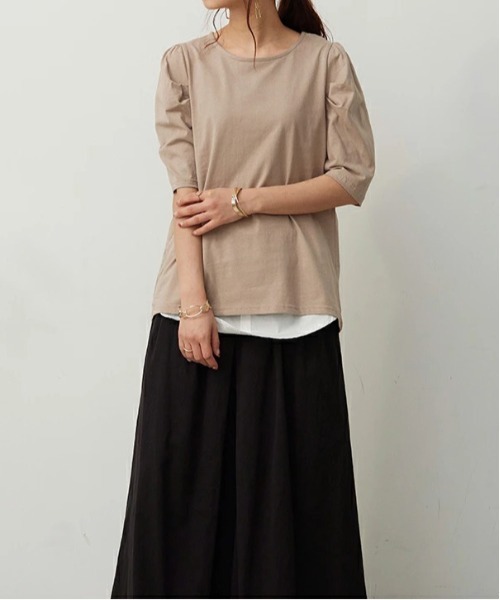 ナゴンスタンス　Tシャツ　パフスリーブ tuck balloon t－shirt（470HS880