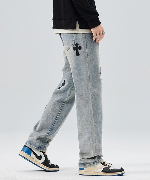 クロスパッチ ストレートデニムパンツ（デニムパンツ）｜Ressaca