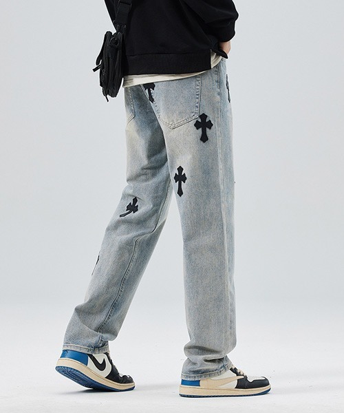 クロスパッチ ストレートデニムパンツ（デニムパンツ）｜Ressaca