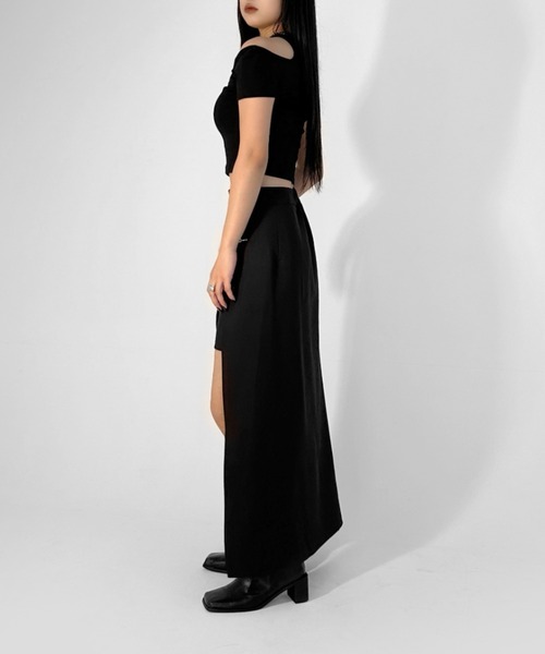 LVEU.(ラブユ.)の「【LVEU.】2wayピンデザインラップスカート / ボトムス ミニスカート ロングスカート スリット アシメ アシンメトリー モード ブラック(スカート・レディース・ブラック・FREE)」の21枚目の写真