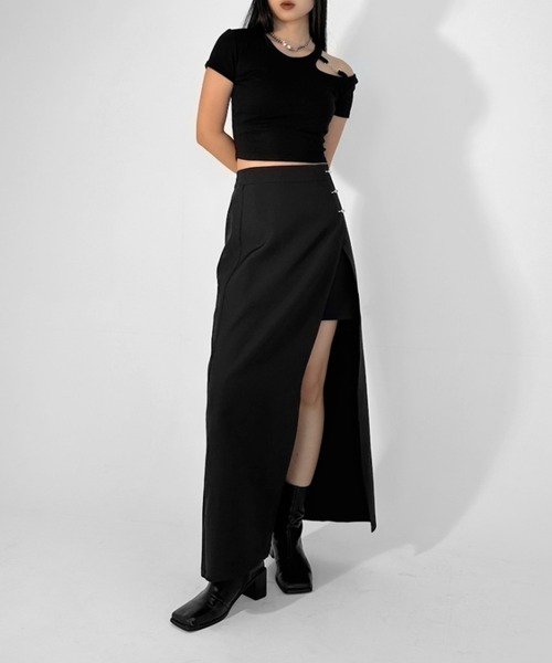 LVEU.(ラブユ.)の「【LVEU.】2wayピンデザインラップスカート / ボトムス ミニスカート ロングスカート スリット アシメ アシンメトリー モード ブラック(スカート・レディース・ブラック・FREE)」の19枚目の写真