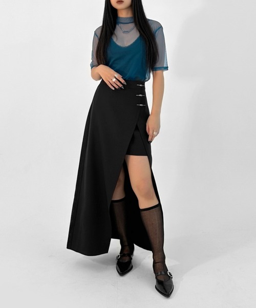 LVEU.】2wayピンデザインラップスカート / ボトムス ミニスカート  