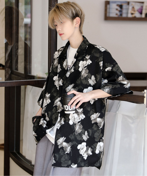 【セール】【neos】ルーズシルエット ビンテージ レトロ フラワー 総柄 オープンカラー ハーフスリーブ シャツ（シャツ/ブラウス）｜neos（ネオス）