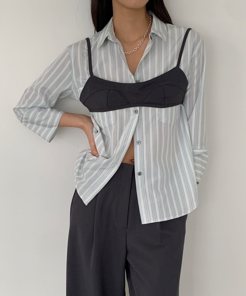 Didot.showroom(ディドット ショールーム)の「ストライプウェスタンシャツ(シャツ/ブラウス・レディース・ミント/イエロー・FREE)」の1枚目の写真