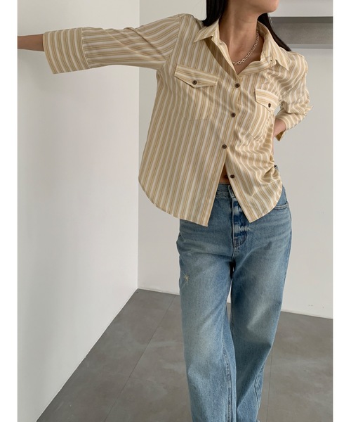Didot.showroom(ディドット ショールーム)の「ストライプウェスタンシャツ(シャツ/ブラウス・レディース・ミント/イエロー・FREE)」の10枚目の写真
