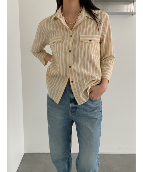 Didot.showroom(ディドット ショールーム)の「ストライプウェスタンシャツ(シャツ/ブラウス・レディース・ミント/イエロー・FREE)」の5枚目の写真
