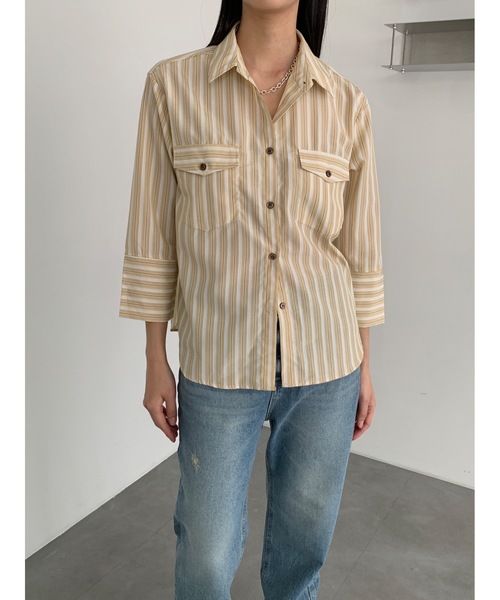 Didot.showroom(ディドット ショールーム)の「ストライプウェスタンシャツ(シャツ/ブラウス・レディース・ミント/イエロー・FREE)」の12枚目の写真