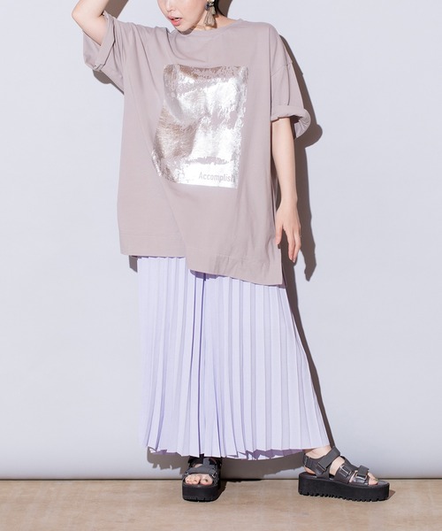 OSMOSIS（オズモーシス）の「箔プリントTシャツ（Tシャツ/カットソー・レディース・ホワイト/ライトグレー/ブラック・ONE SIZE）」の9枚目の写真