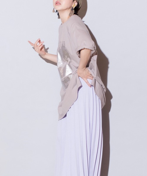 OSMOSIS（オズモーシス）の「箔プリントTシャツ（Tシャツ/カットソー・レディース・ホワイト/ライトグレー/ブラック・ONE SIZE）」の10枚目の写真