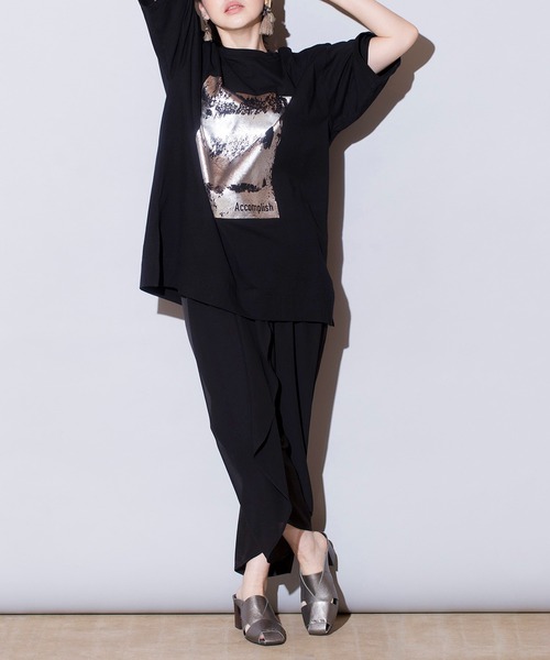 OSMOSIS（オズモーシス）の「箔プリントTシャツ（Tシャツ/カットソー・レディース・ホワイト/ライトグレー/ブラック・ONE SIZE）」の19枚目の写真