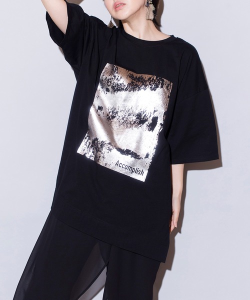 OSMOSIS（オズモーシス）の「箔プリントTシャツ（Tシャツ/カットソー・レディース・ホワイト/ライトグレー/ブラック・ONE SIZE）」の22枚目の写真