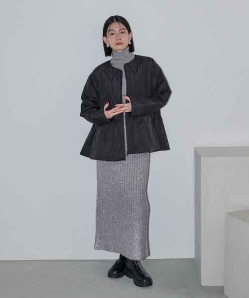 Shelly island（シェリーアイランド）の「キルトペプラムショートコート（ダウンジャケット/コート・レディース・ホワイト/ブラック・M）」の19枚目の写真