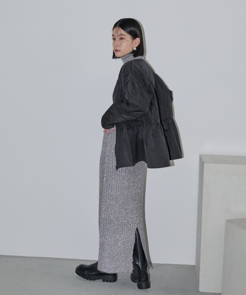 Shelly island（シェリーアイランド）の「キルトペプラムショートコート（ダウンジャケット/コート・レディース・ホワイト/ブラック・M）」の21枚目の写真