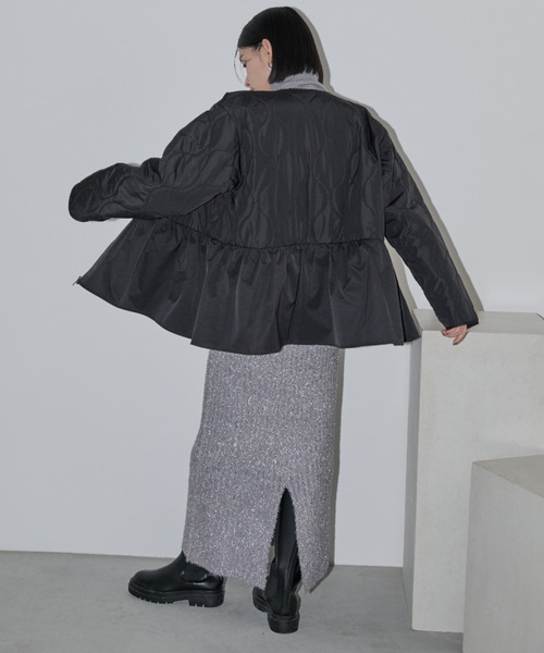 Shelly island（シェリーアイランド）の「キルトペプラムショートコート（ダウンジャケット/コート・レディース・ホワイト/ブラック・M）」の22枚目の写真