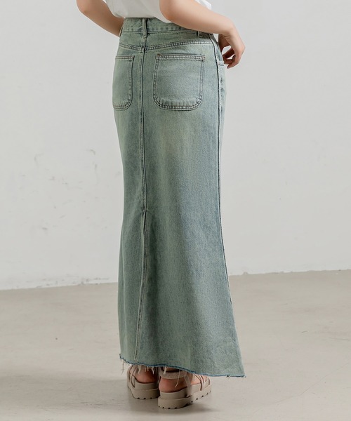 DAY CLOSET(デイ クローゼット)の「【大きいサイズ有/ウォッシュ&ダメージ加工】スリット入り マーメイドステッチ ロングデニムスカート レディース(デニムスカート・レディース・ブルー系その他/ダークグレー/ライトブルー・S/M/L/XL/2XL)」の15枚目の写真