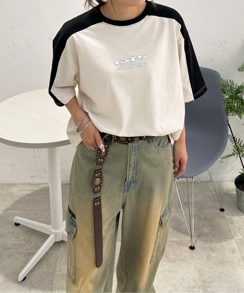 sedacle(セダクル)の「ショルダー切り替えTEE(Tシャツ/カットソー・メンズ・アイボリー/ライトブルー/ピンク/ベージュ・SMALL/MEDIUM/LARGE)」の5枚目の写真