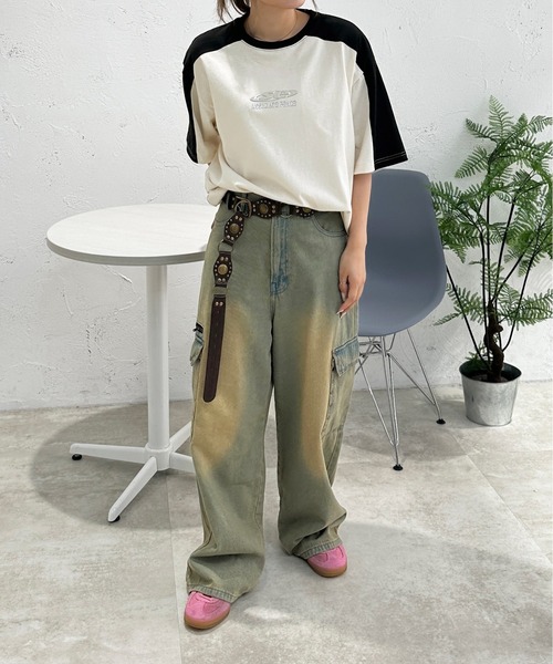 sedacle(セダクル)の「ショルダー切り替えTEE(Tシャツ/カットソー・メンズ・アイボリー/ライトブルー/ピンク/ベージュ・SMALL/MEDIUM/LARGE)」の7枚目の写真